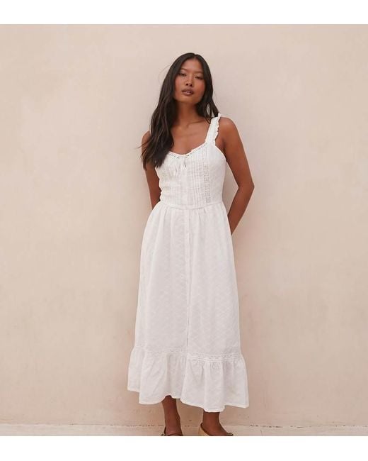 Miss Selfridge White Broderie Milkmaid Maxi Dress