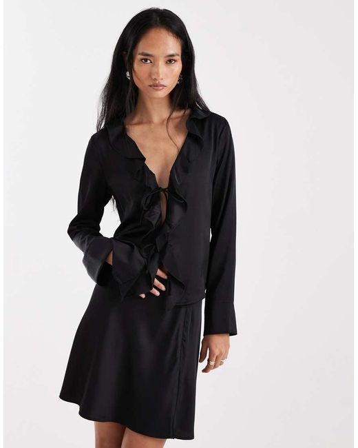 ONLY Black Satin Mini Skirt Co-ord