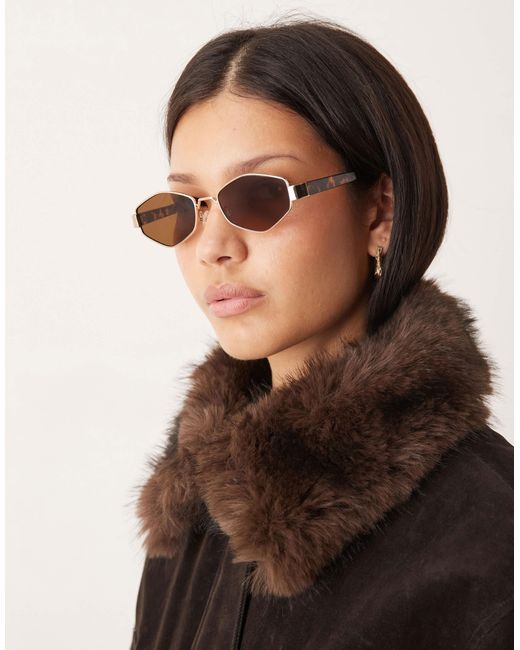 ASOS Brown Metal Angular Sunglasses