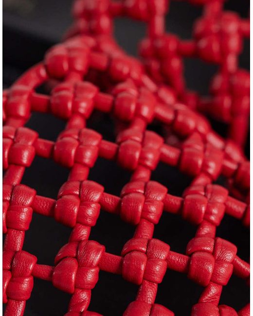 SEQWL Red Woven Flat Sandals