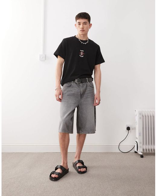 T-shirt coupe carrée avec imprimé surf shop Weekday pour homme en coloris Black