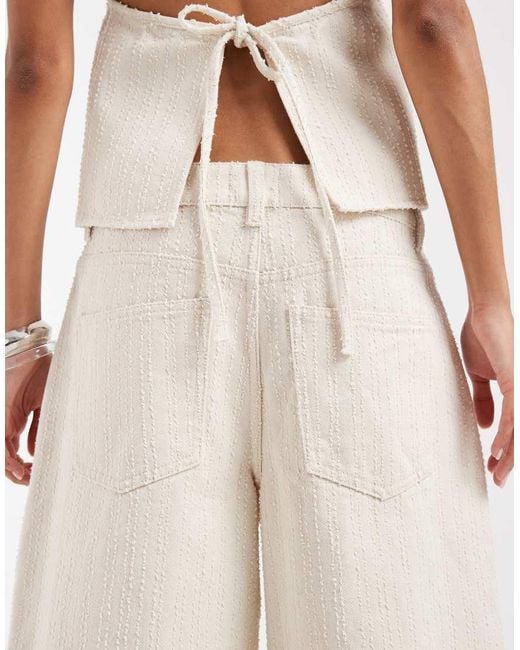 ASOS White Textured Denim baggy Bermuda Shorts