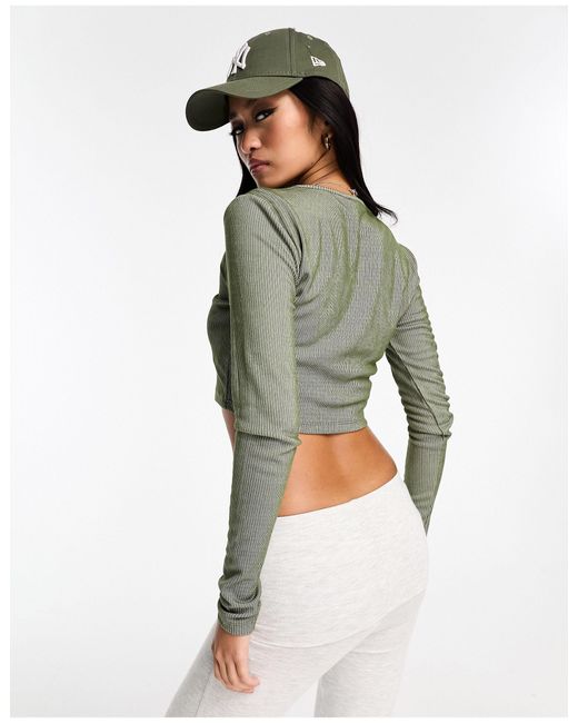 Pieces Gray Keyhole Long Sleeve Top