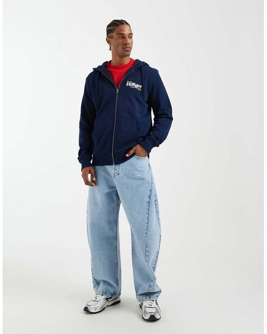 Tommy Hilfiger Blue Nautical Graphic Zip Up Hoodie for men