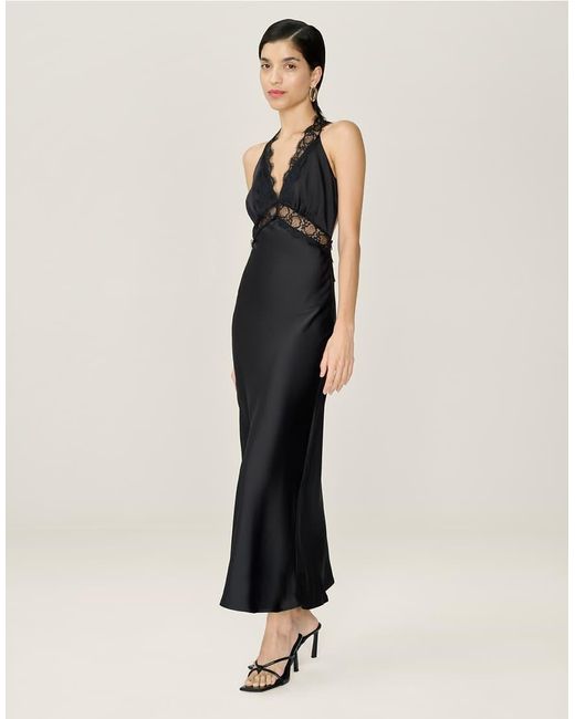 OMNES Blue Dresses Aurelia Satin And Lace Midi Dress With Open Back