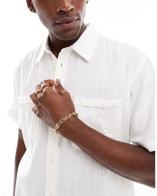 Only & Sons White Short Sleeve Resort Collar Shirt for men