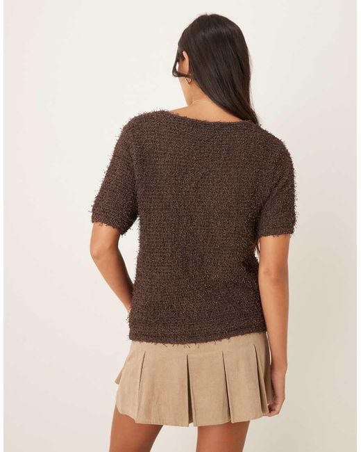 Mango Brown Fluffy Short Sleeve Cardigan