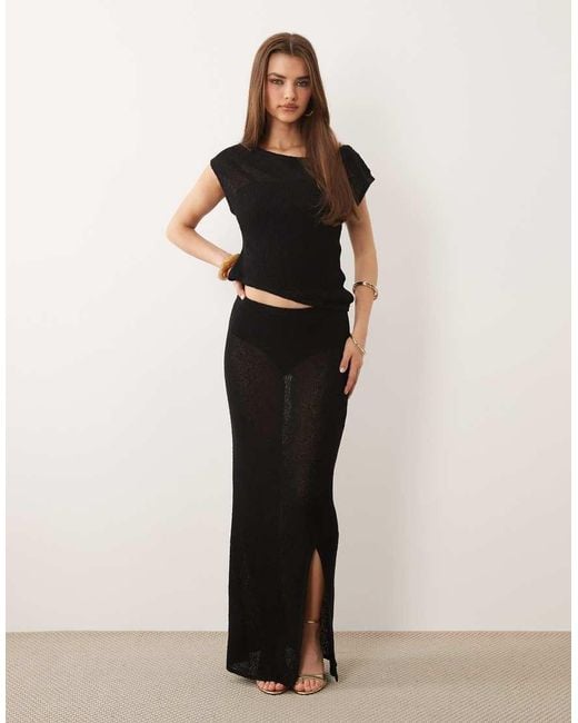 Tala Black Beach Knit Asymmetric Top