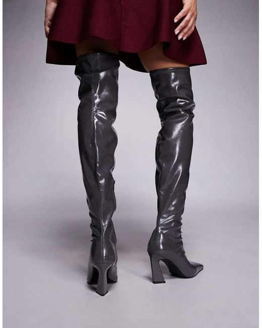ASOS Black Keeper Chisel Toe Over The Knee Boots