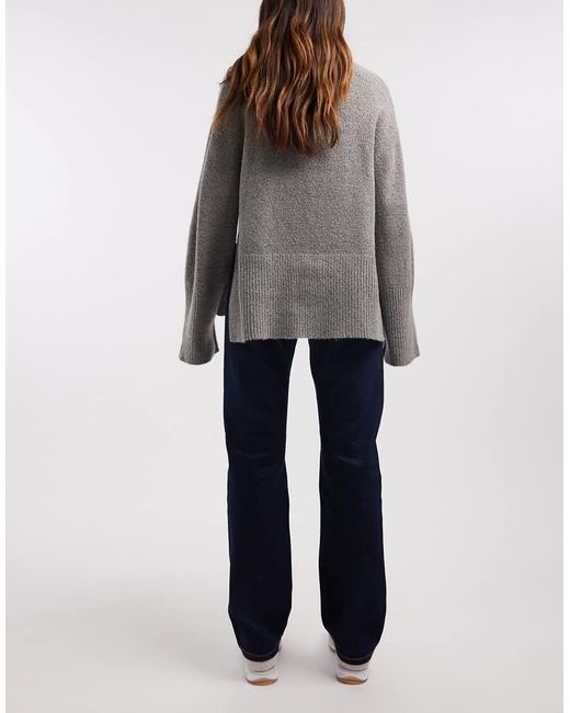 Vaqueros De Corte Recto Slim Y Talle Alto Con Acabado Enjuagado De -Azul Marino ASOS de color Gray