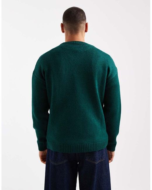 ASOS Green Relaxed Knitted Crew Neck Jumper for men