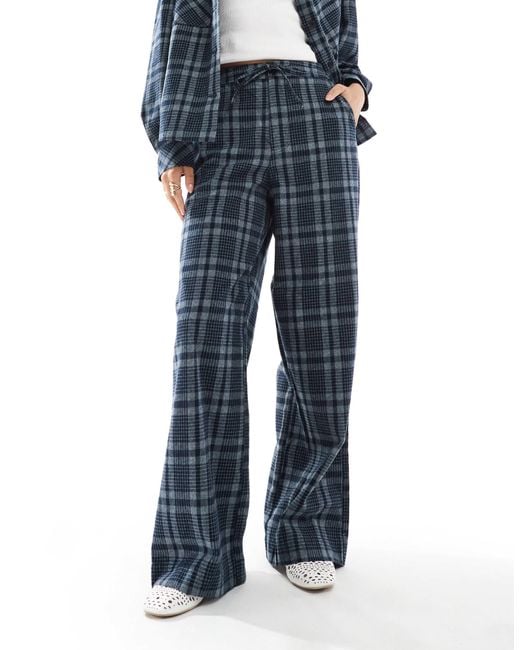 ASOS Blue Wide Leg Tie Waist Trousers Co-ord