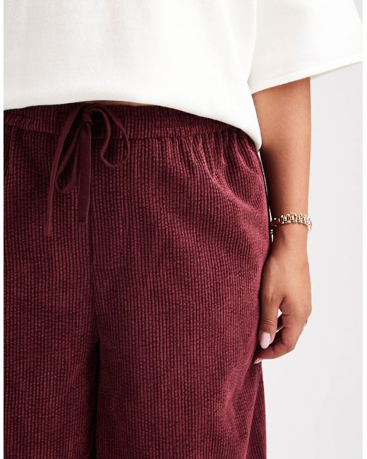 ASOS Red Curve Pull On Barrel Leg Cord Trousers