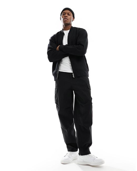 SELECTED Black Mack Sweat Bomber Jacket for men