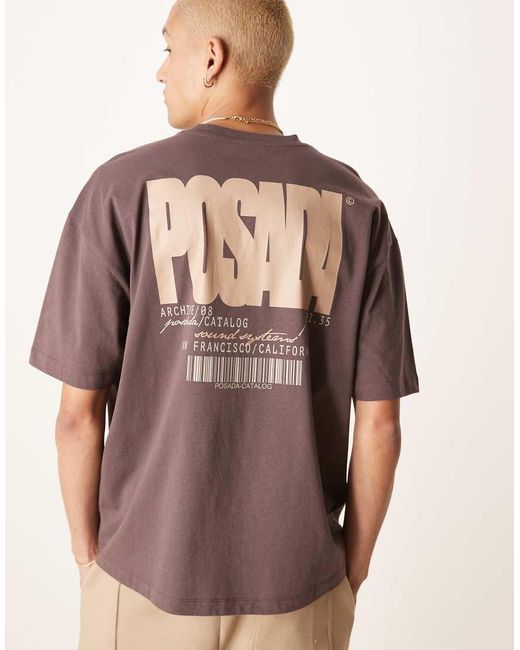 Camiseta Marrón Extragrande Con Estampado Trasero De ASOS de hombre de color Brown