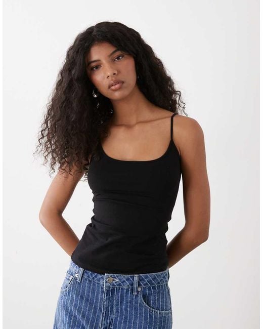 Weekday Black Strappy Vest Top