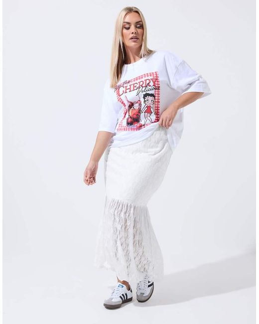 Yours Clothing White Yours Limited Curve Lace Maxi Skirt
