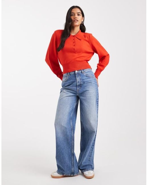 ASOS Red Nipped Waist Polo