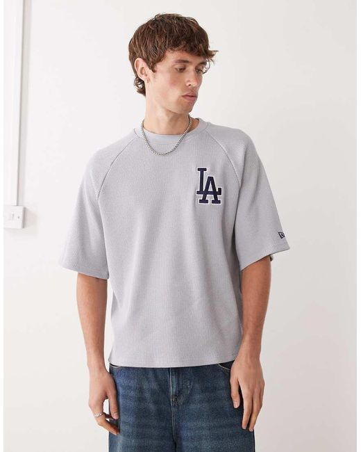 Camiseta Blanca Extragrande De Los La Dodgers De Punto Gofrado De KTZ de hombre de color Gray