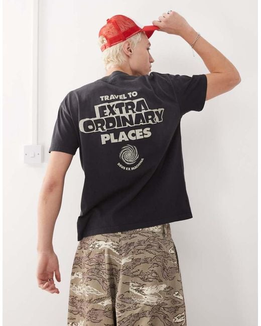 Deus Ex Machina Gray Celestial Rod Graphic T-Shirt for men