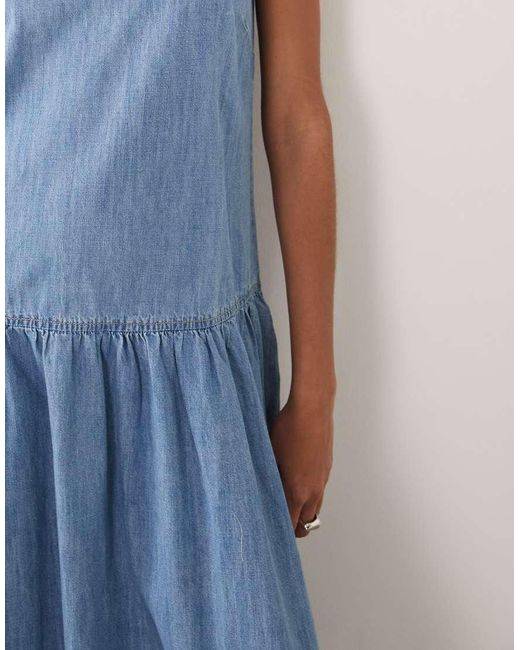 New Look Blue Drop Waist Denim Midaxi Dress