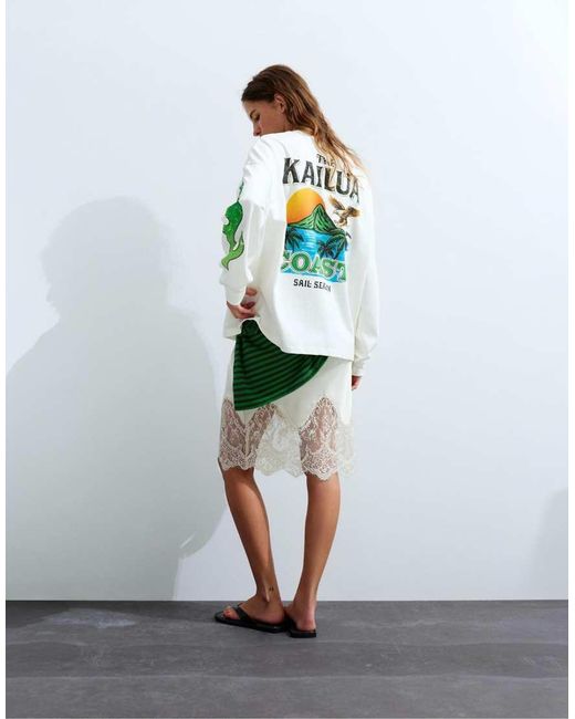 Pull&Bear Green Kailua Graphic T-shirt