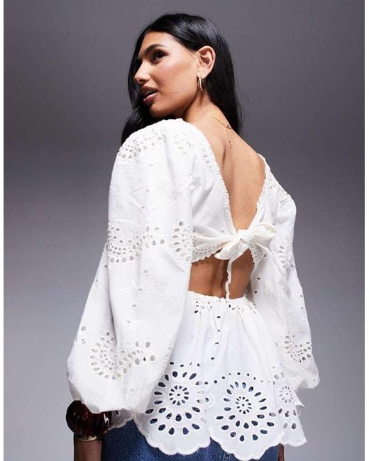 River Island Gray Broderie Blouse