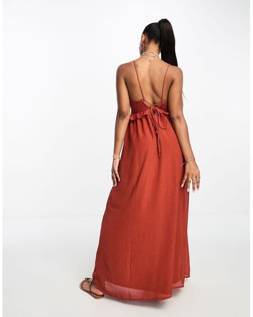 Tilsyneladende Certifikat værtinde Vero Moda Lace Insert Cami Maxi Dress in Red | Lyst