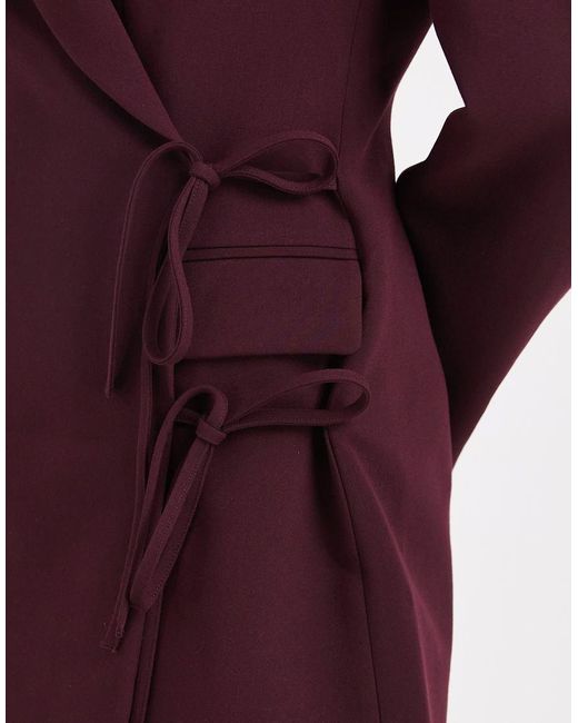 ASOS Purple Wrap Front Blazer Dress With Tie Side