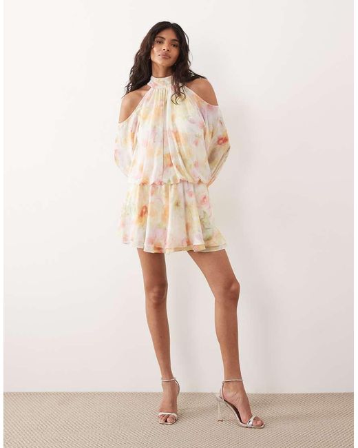 Gina Tricot Natural Boho Chiffon Mini Dress
