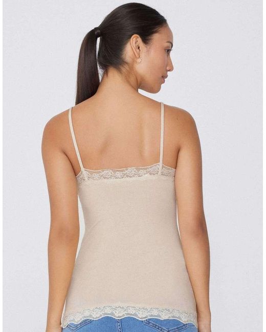 Tezenis White Viscose And Lace Camisole