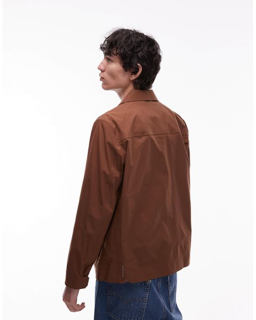 Mango – performance – atmungsaktive hemdjacke aus funktionsmaterial in Brown für Herren