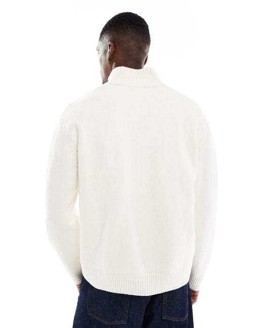 Pull oversize épais à col zippé - crème Jack & Jones pour homme en coloris White