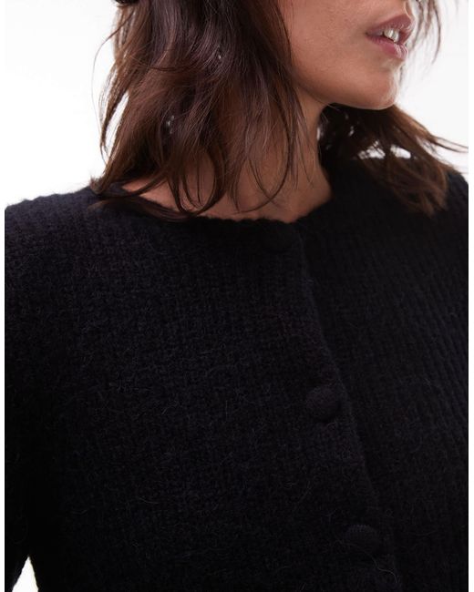 & Other Stories Black Alpaca-wool Blend Cardigan Jacket With Jet Pockets