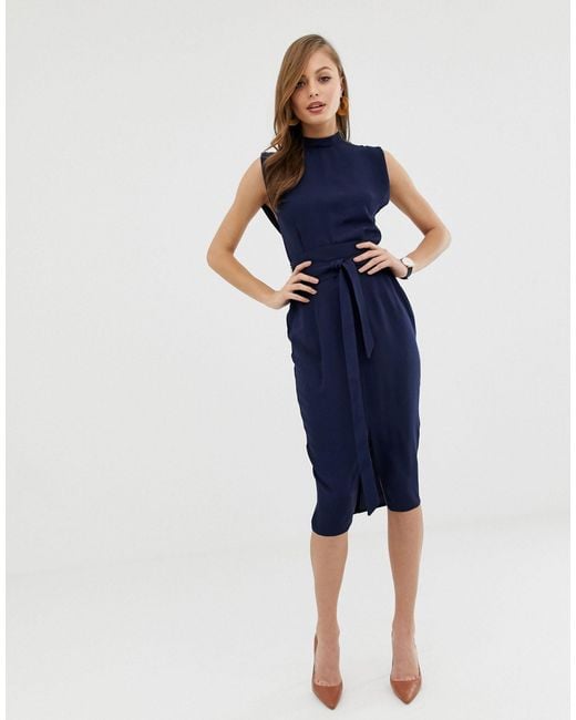 asos design split sleeve mini dress with obi belt