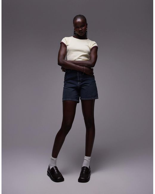 TOPSHOP Gray Contrast Neck Everyday Tee