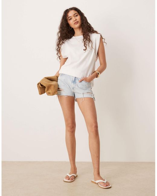 Mango White Sleeveless Elevated Shoulder Vest