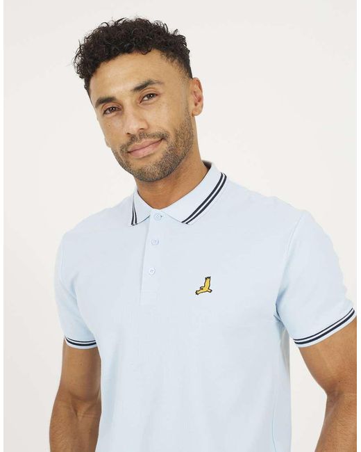 Brave Soul White Cotton Polo Shirt With Contrast Colour Stripe for men