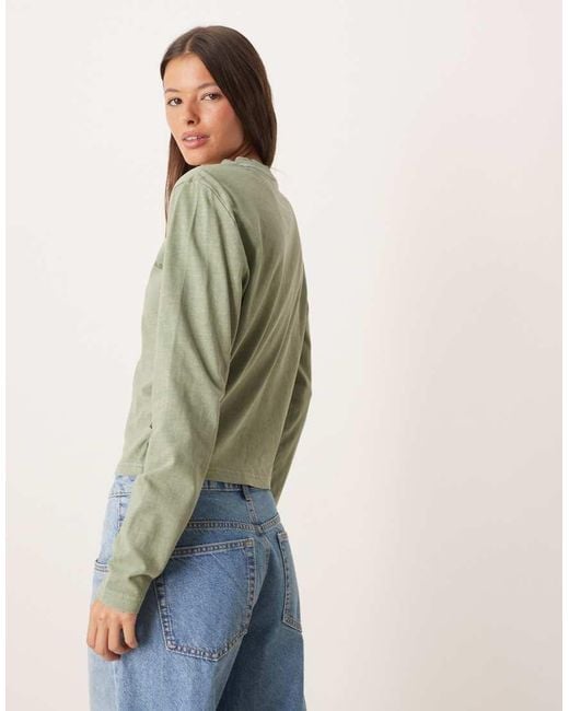 Dickies Green Christiana Long Sleeve Cropped T-shirt