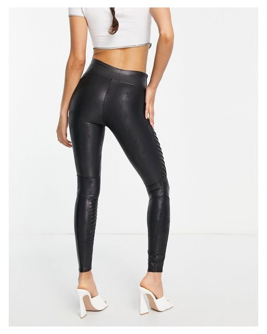 Spanx Petite Leather Look Biker legging With Contoured Power