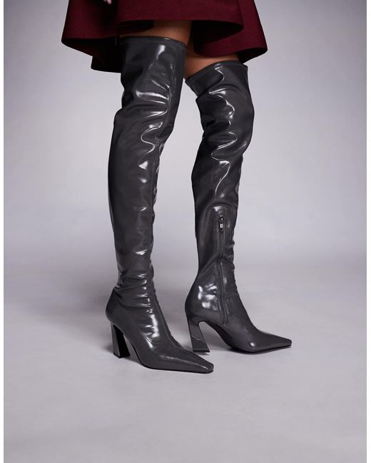 ASOS Black Keeper Chisel Toe Over The Knee Boots