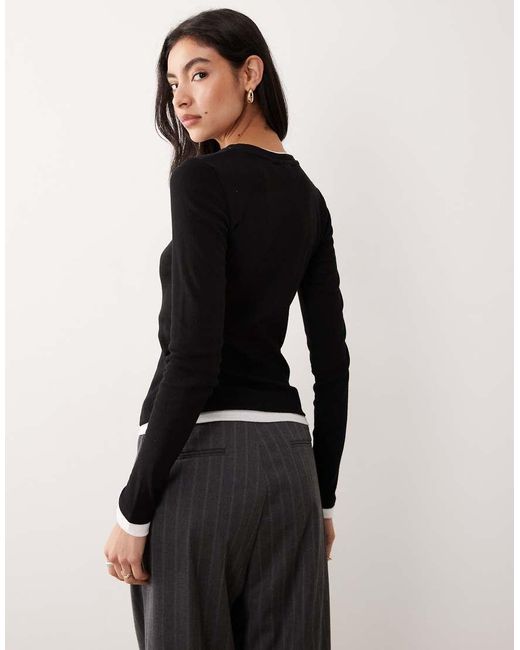 JJXX Black Double Layer Long Sleeve Tee