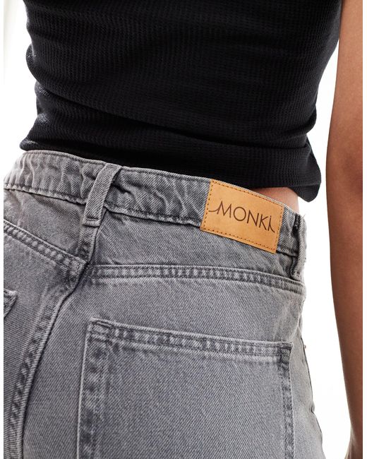 Monki Gray Naoki Loose Fit Low Rise Jeans