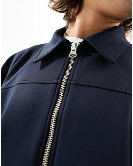 ASOS Oversized Scuba Jacket in Blue for Men Lyst