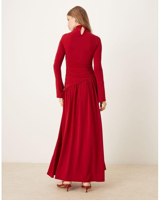 Pretty Lavish Red Ruched Jersey Maxi Dress