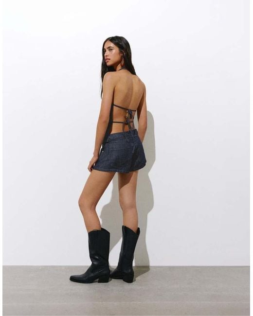 Pull&Bear Blue Denim Shorts With Belt