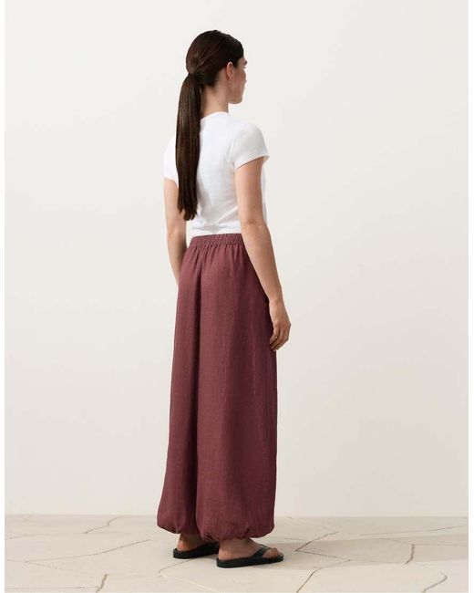 Oysho Red 100% Linen Bloomer Trousers
