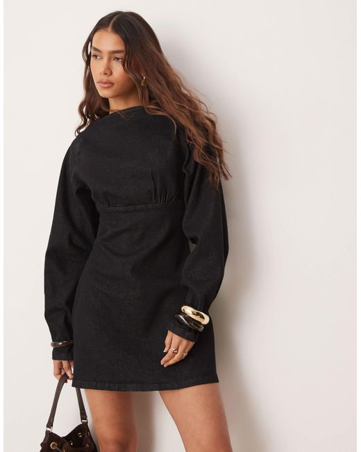 & other stories puff sleeve linen wrap mini dress Linen Blend Puff Sleeve Linen Wrap Mini Dress Other Stories Linen Wrap Front Mini Dress With