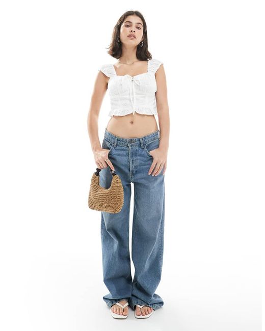 Wednesday's Girl White Broderie Cap Sleeve Cropped Blouse