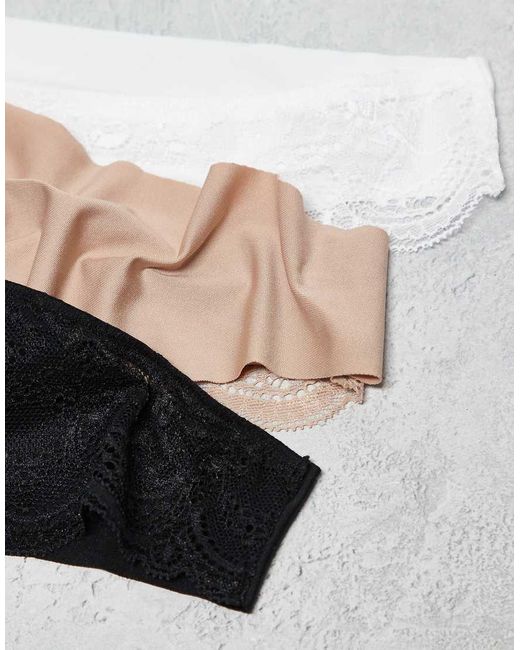 ASOS Gray 3 Pack No Vpl & Lace Lingerie Thong